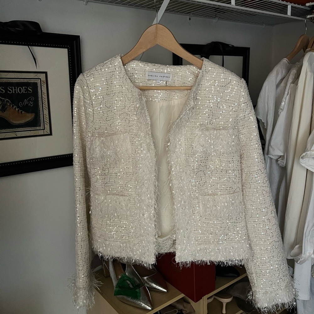 Chic sequin textured evening jacket - image 2